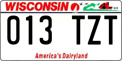 WI license plate 013TZT