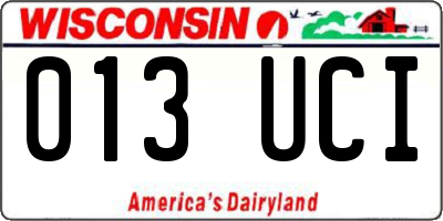 WI license plate 013UCI