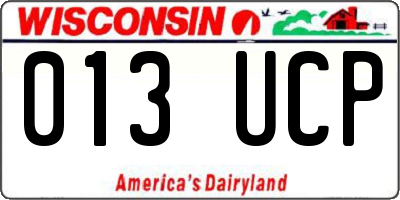 WI license plate 013UCP
