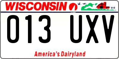 WI license plate 013UXV