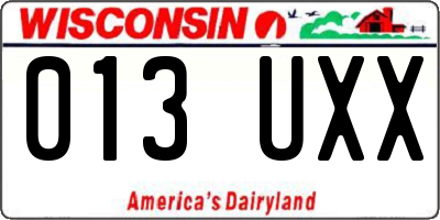 WI license plate 013UXX