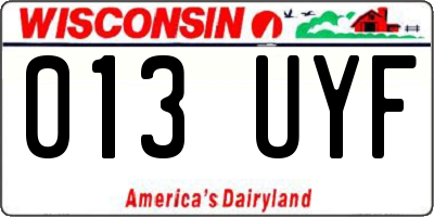 WI license plate 013UYF