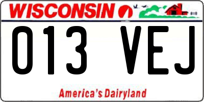 WI license plate 013VEJ