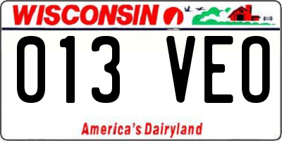 WI license plate 013VEO