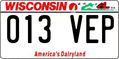 WI license plate 013VEP