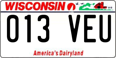 WI license plate 013VEU