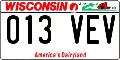 WI license plate 013VEV