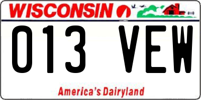 WI license plate 013VEW