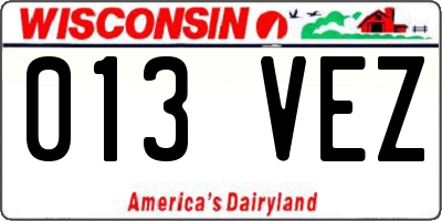 WI license plate 013VEZ
