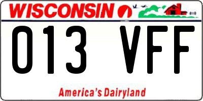 WI license plate 013VFF