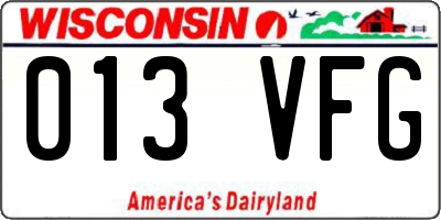 WI license plate 013VFG
