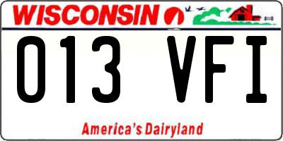 WI license plate 013VFI