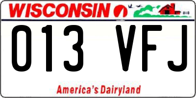 WI license plate 013VFJ