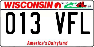 WI license plate 013VFL