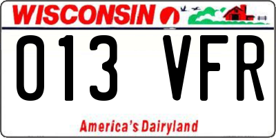 WI license plate 013VFR