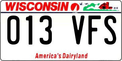 WI license plate 013VFS