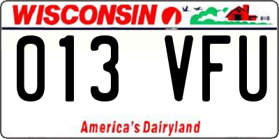 WI license plate 013VFU