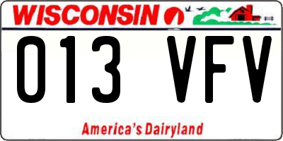 WI license plate 013VFV