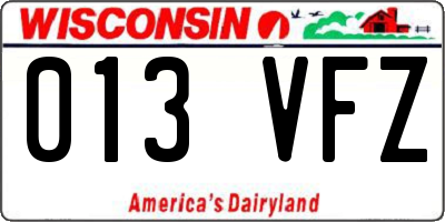 WI license plate 013VFZ