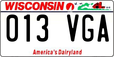 WI license plate 013VGA