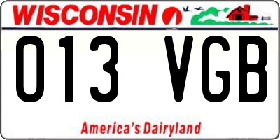 WI license plate 013VGB