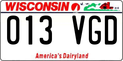 WI license plate 013VGD