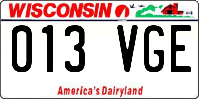 WI license plate 013VGE