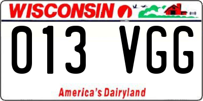 WI license plate 013VGG