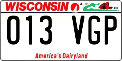 WI license plate 013VGP