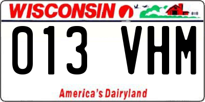 WI license plate 013VHM
