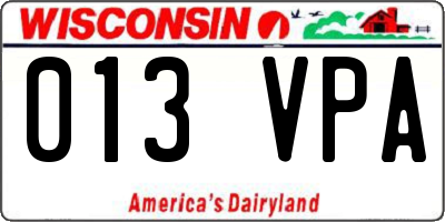 WI license plate 013VPA