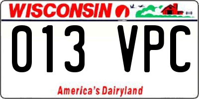 WI license plate 013VPC