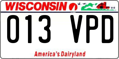 WI license plate 013VPD