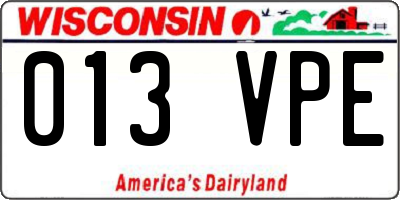 WI license plate 013VPE