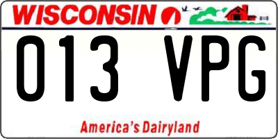 WI license plate 013VPG