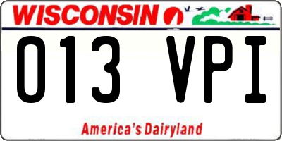 WI license plate 013VPI