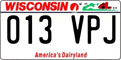 WI license plate 013VPJ