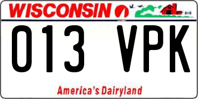 WI license plate 013VPK