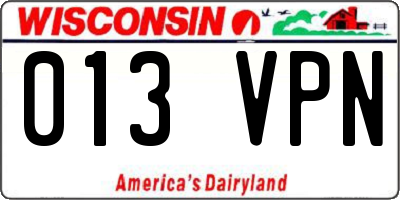 WI license plate 013VPN