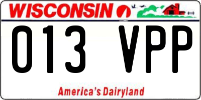 WI license plate 013VPP