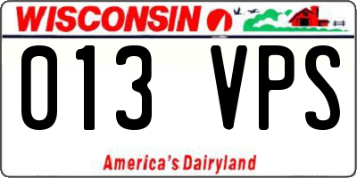 WI license plate 013VPS