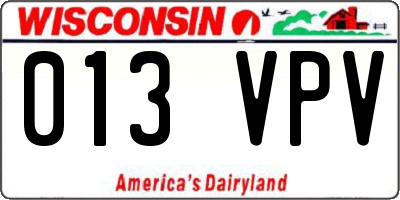WI license plate 013VPV