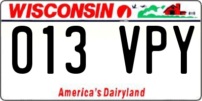 WI license plate 013VPY