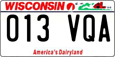 WI license plate 013VQA