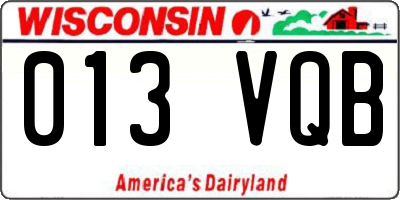 WI license plate 013VQB
