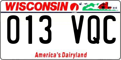 WI license plate 013VQC