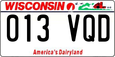 WI license plate 013VQD