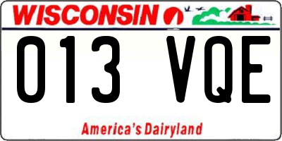 WI license plate 013VQE