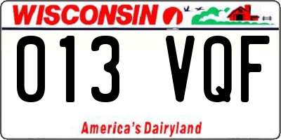 WI license plate 013VQF