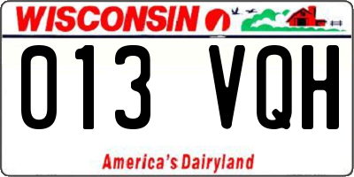 WI license plate 013VQH